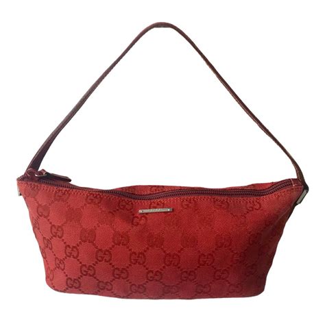 gucci monogram pochette red leather|GUCCI Monogram Boat Pochette Red 1499388 .